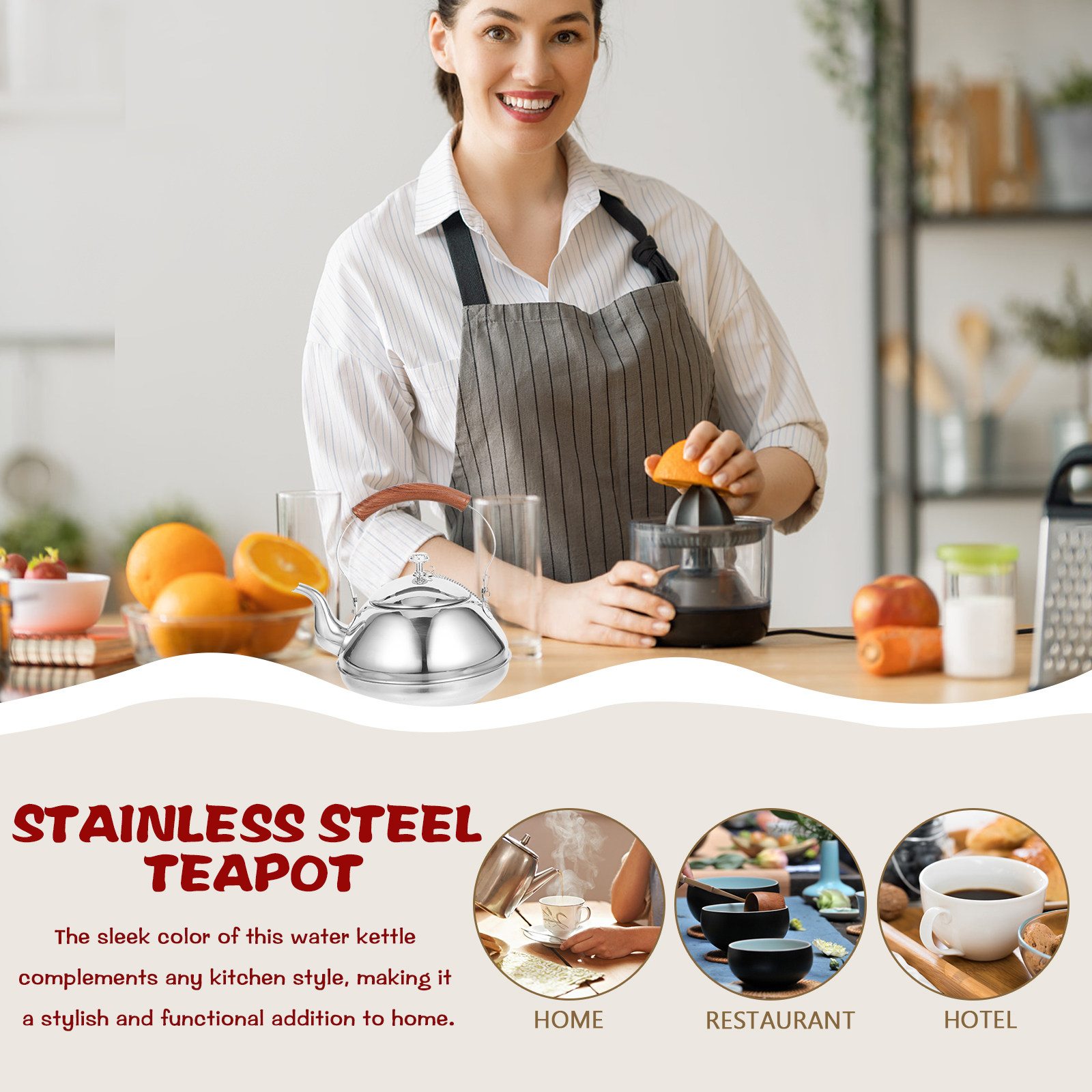 Commercial Kitchen Kettle - Tetera de Acero Inoxidable Premium con
