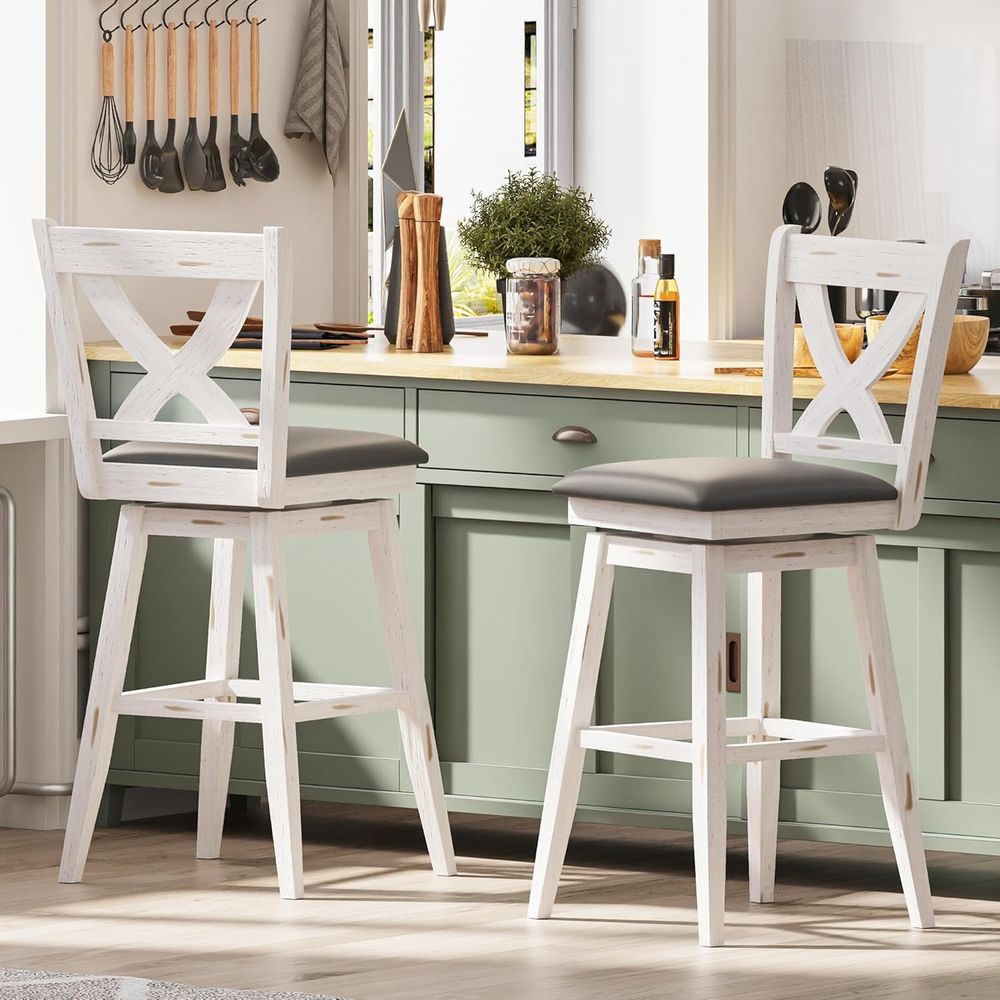 Commercial Kitchen Set - Juego de 2 taburetes giratorios de