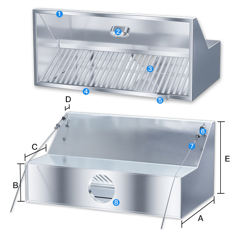Commercial Kitchen Vent Hood - Purificador de Aire Comercial de Acero
