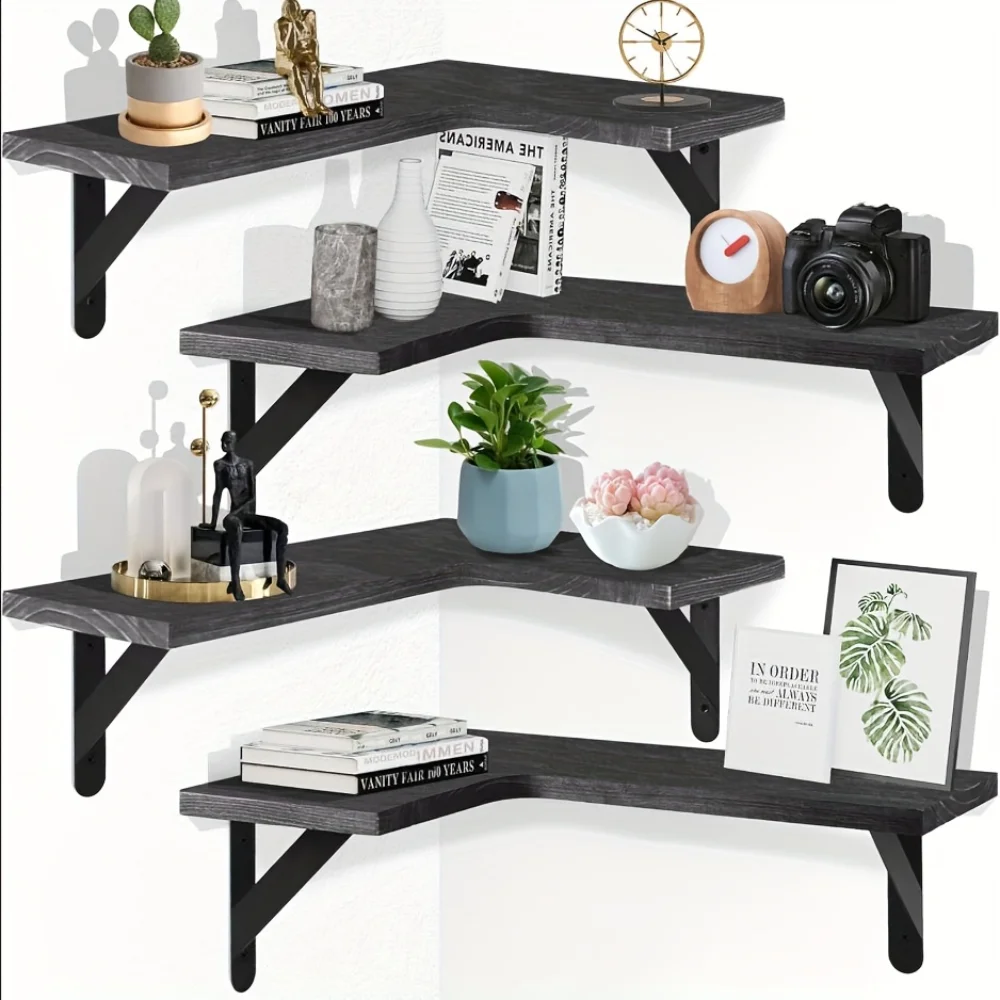 Commercial Kitchen Organiser - Estantes Flotantes de Madera Natural con