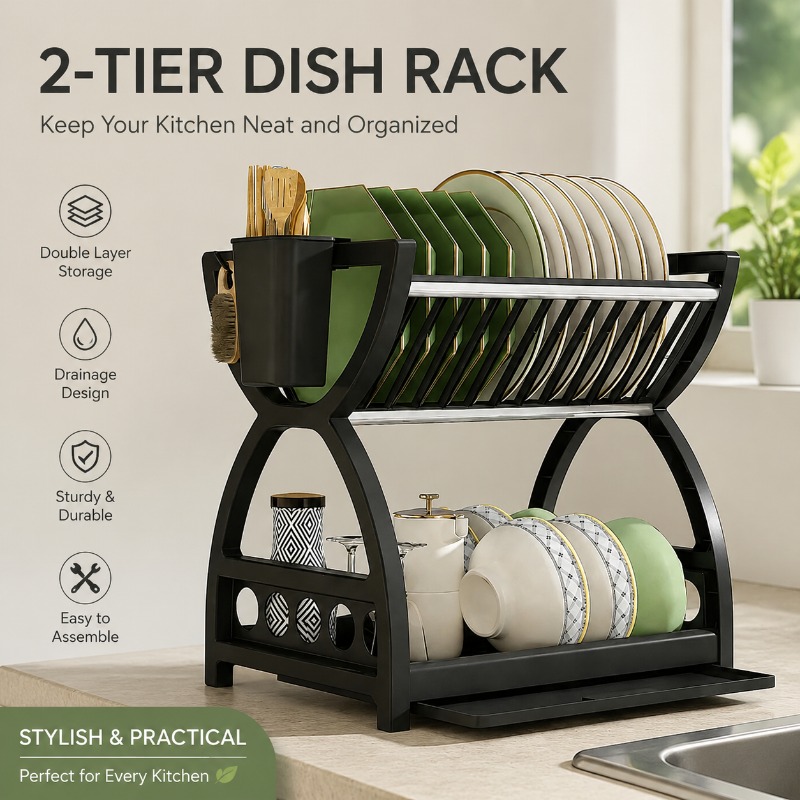 Commercial Kitchen Floor Drain - Escurridor de Platos de 2 Niveles
