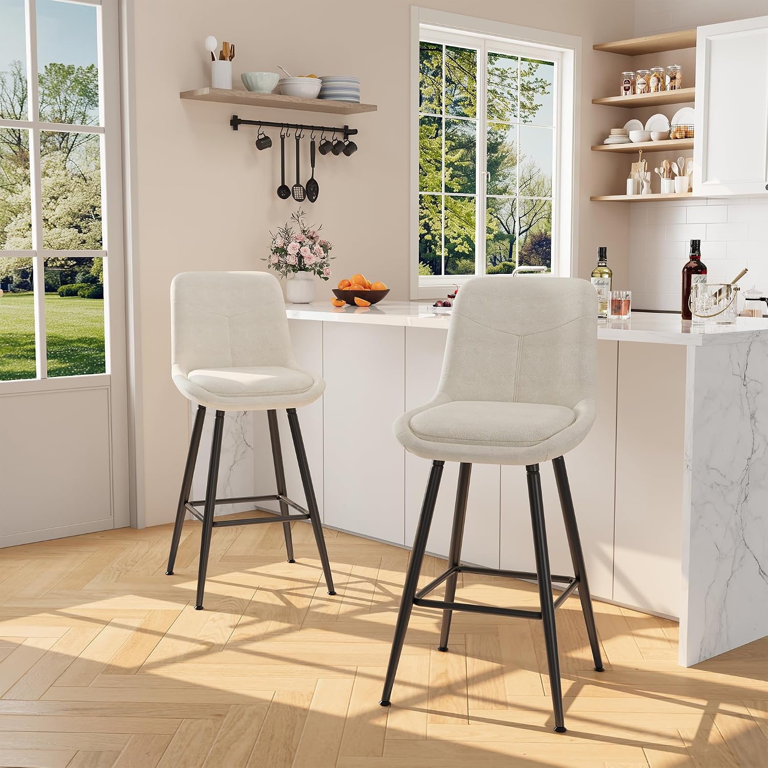 Commercial Kitchen Set - Juego de 2 taburetes de bar